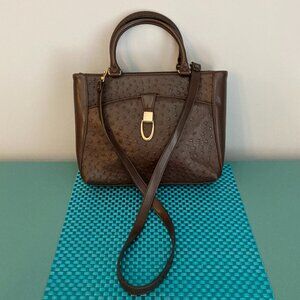 Brown Faux Ostrich Leather Shoulder Bag Satchel NWOT by Carryland